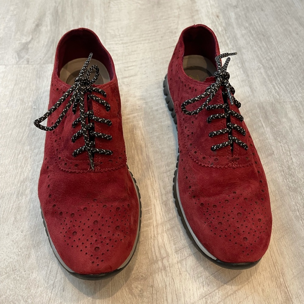 New Cole Haan Zero burgundy suede oxfords 6M